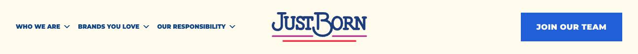 Just Born header navigation